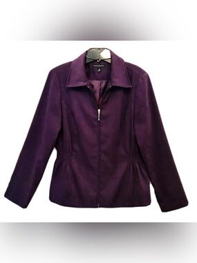 Counterparts Vintage Womens Size 10 Purple Zip Up Full Lined Side Elastic Blazer